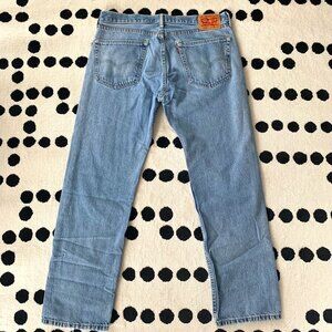 Levi's 505 Regular Fit Distressed Light Wash Denim Straight Leg Jeans